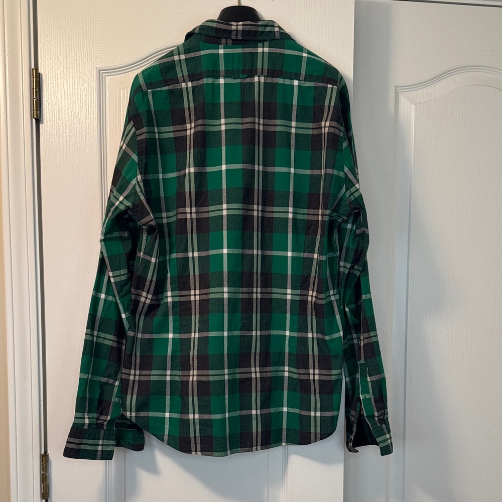 Express Green Plaid Casual Button Down Shirt - Picture 2 of 7